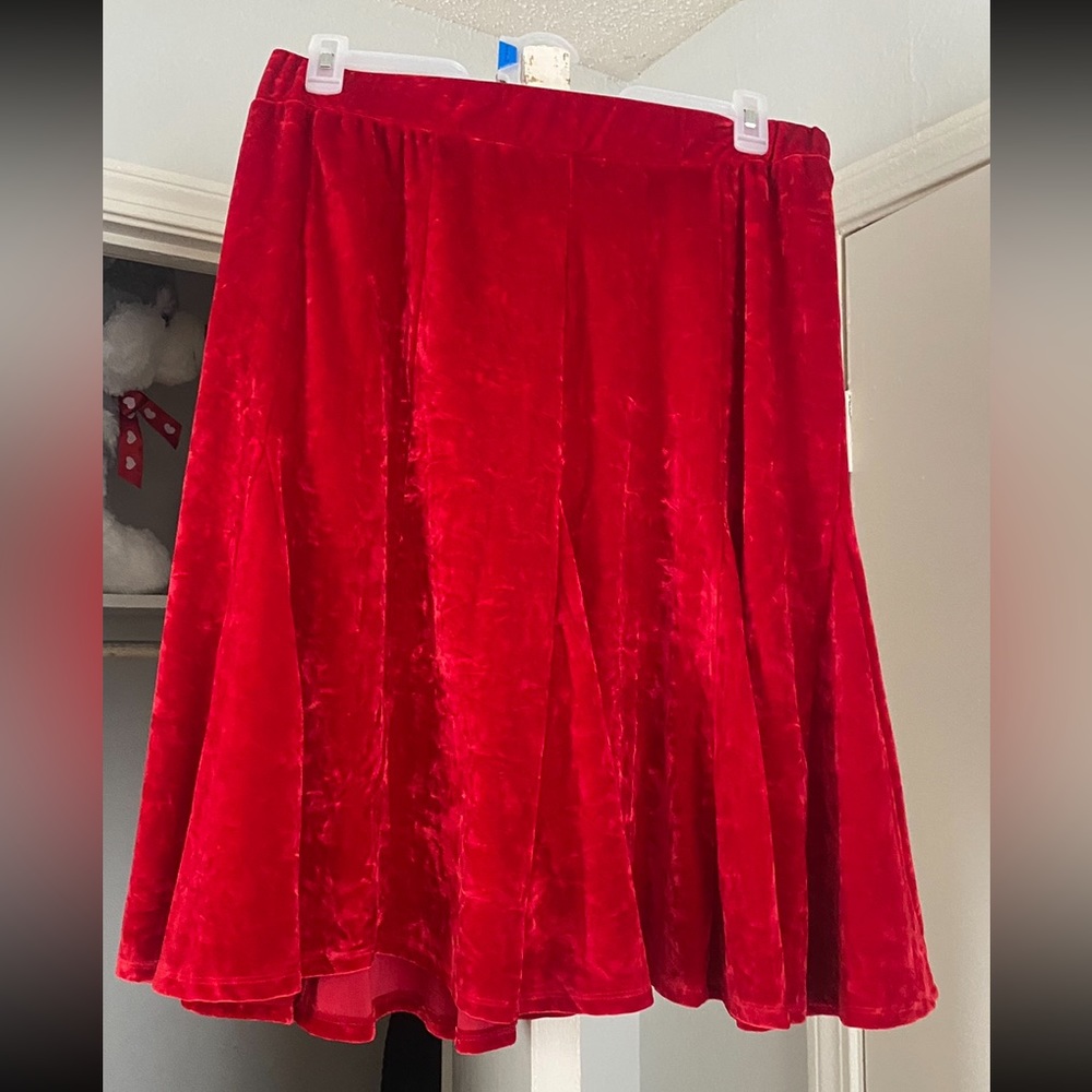 Red Velvet Flare Skirt